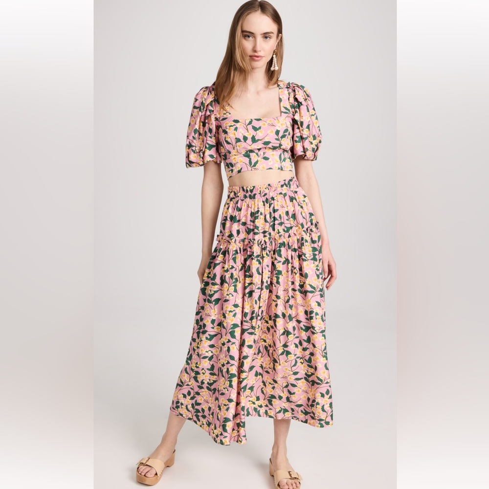 Moon River Pink Floral Skirt